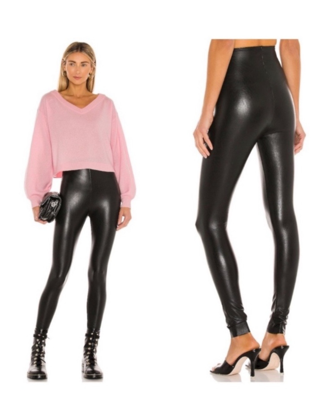 Commando Black Faux Leather Pull On Smoothing Leggings Women’s Medium